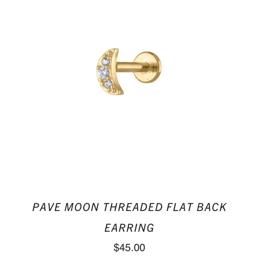 Maison Miru PAVE MOON THREADED FLAT BACK EARRING